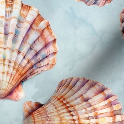 Watercolor Shells Pattern  - Beach House - Costal Casual