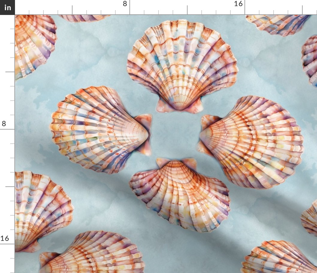 Watercolor Shells Pattern  - Beach House - Costal Casual