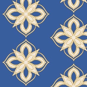 Geometric Flower Pattern in Blue and Yellow | Moroccan Style