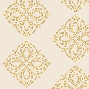 Geometric Flower Pattern in Cream and Gold | Moroccan Style