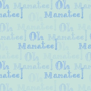 Oh Manatee! Whimsical Hand-Lettered Colored Pencil Design in Edgewater Green | Large Scale
