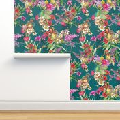 BIrds of Paradise Floral - Splendor Teal