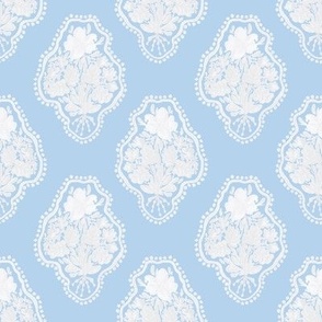 Small - Magdaline Florals Bouquet - Silhouette - Light Blue White