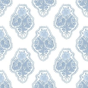 Small - Magdaline Florals Bouquet - Silhouette - White Light Blue