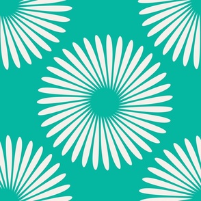 Medium - A simple modern floral design in Aqua and white for fabric and wallpaper