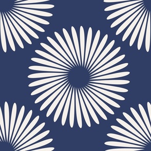Medium -  A simple modern floral wallpaper and fabric in navy and white