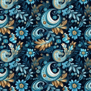 Midnight Florals - Classic Paisley and Bloom Fabric