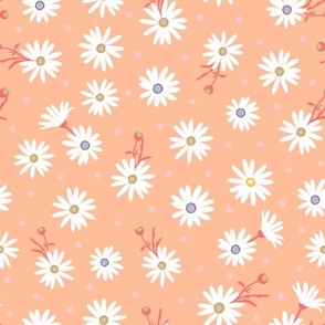 peach fuzz ditsy daisy pattern