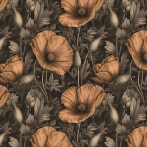 Golden State Poppies: Charcoal Elegance