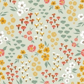 Summer harmony - ditsy flowers on green mint