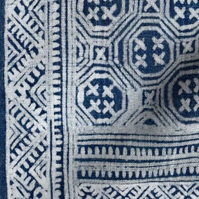 Hill tribe 12 in. Octagon indigo blue block print