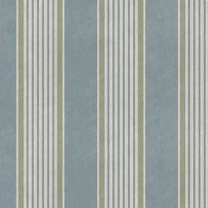 Antique stripes in slate blue sage green cream