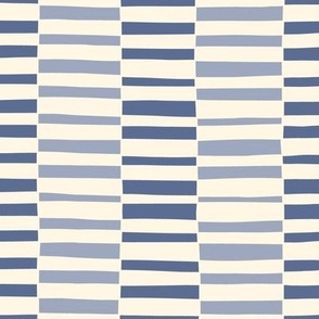 Minimal Horizontal Hand-Drawn Blue Nova Short Stripes - Geometric Modern - Large Scale