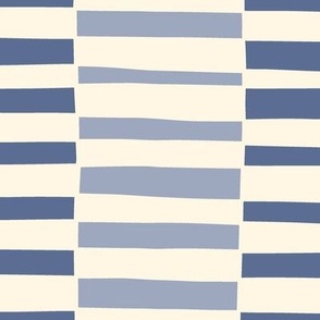 Minimal Horizontal Hand-Drawn Blue Nova Short Stripes - Geometric Modern - Jumbo Scale