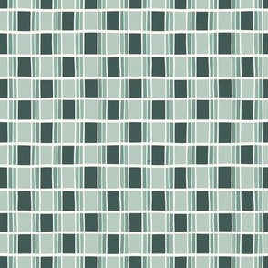 Retro Hand-Drawn Tile Block Checks in Sage Green - Geometric Mid-Century Modern - Small Scale