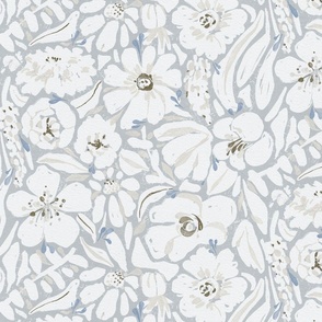 Painterly farmhouse floral  | Large | Silver Grey
