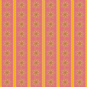 Crown Floral Motif Wallpaper Border Pink Small