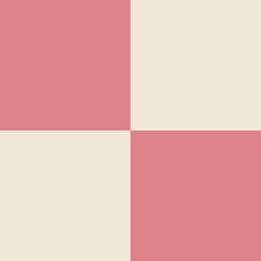 Simple-dichromatic-retro-checkerboards-peach-blossom-pristine-white-XL-jumbo