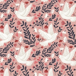 Medium - Doves of Peace (pink) 