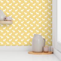 Smaller Moose Silhouettes on Daisy Yellow Crosshatch