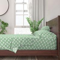 Smaller Moose Silhouettes on Fresh Green Crosshatch