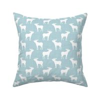 Smaller Moose Silhouettes on Baby Blue Crosshatch