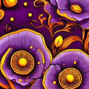 Pop art purple and gold flowers XL