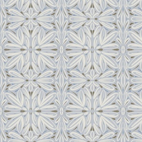 Abstract symmetrical floral | Light beige on silver grey