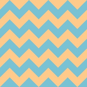 blue and orange chevron, lines, zig zag, geometric (medium)