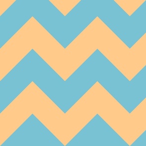 blue and orange chevron, lines, zig zag, geometric (large)