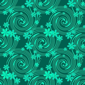 green turquoise bright floral pattern