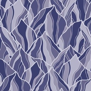 Abstract lineart mountains in blue 10.5"
