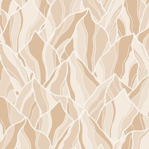 Abstract lineart mountains in shades of cream / beige 10.5"