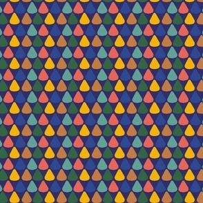 Pebbles Geometric Shapes Rainbow Coral Pink Navy Blue Green Yellow Fabric Wallpaper