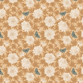 Marigold and butterflies on Golden Sand | Marigold Lady Collection MLC-210102