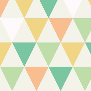 Triangles - green and orange pastels, large scale by Cecca Designs