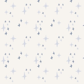 Simple Stars Off White & Light Blue