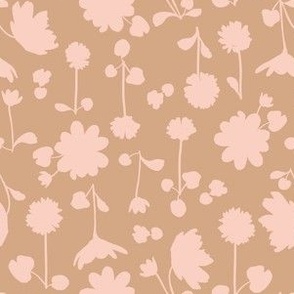 (medium) spring flower silhouettes - blush pink on mokka brown