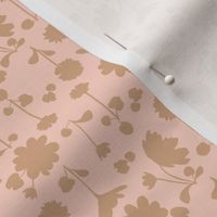 (small) spring flower silhouettes - mokka brown on blush pink