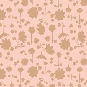 (small) spring flower silhouettes - mokka brown on blush pink