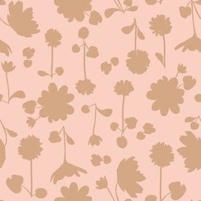(medium) spring flower silhouettes - mokka brown on blush pink
