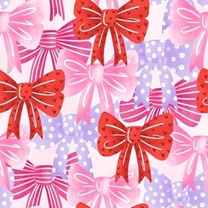 Ribbon Pattern, Cute Ribbons, Novelty Pattern, Girl Pattern, Valentine's Day Pattern, Bow Pattern, Girl Pattern, Pink, Red, Cute Bows Pattern