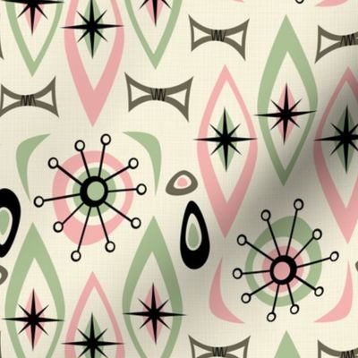 Mid Century Shapes - Pink and Green Rotated 90 Degrees