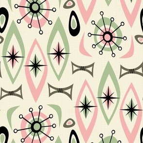 Mid Century Shapes - Pink and Green Rotated 90 Degrees