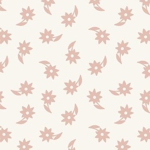 Tiny Springtime Boho Flowers in Light Dusty Pink + Off White