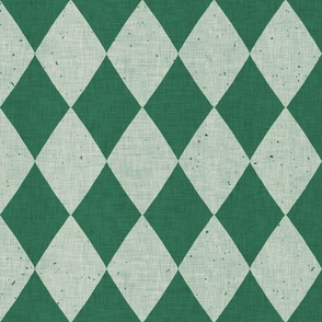 Dark and light green harlequin diamond geometric pattern with vintage texture