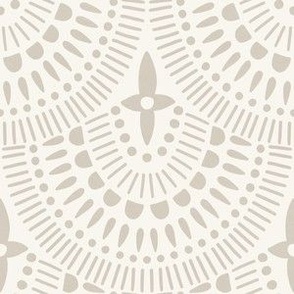 1920s Boho Art Deco Scallops in Beige + Off White