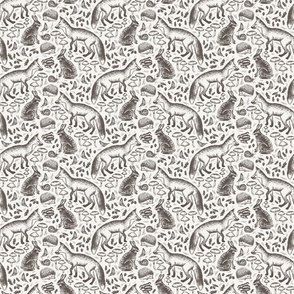 Forest Friends in Brown & Ivory - Woodland Animals in 6" Fabric & Wallpaper