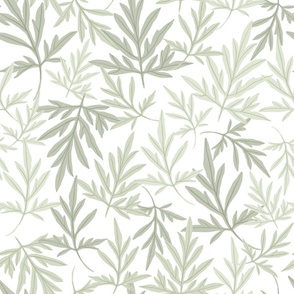 Fern Leaf camouflage / green leaves on white background / Refined Bohemian 