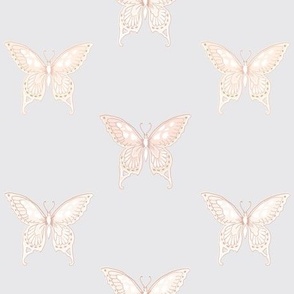 glam art nouveau butterflies in pink  on gray